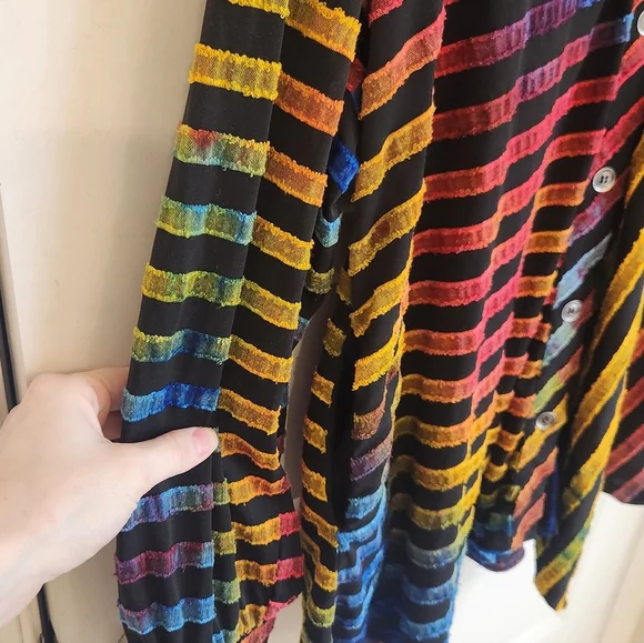 Womens Calessa Long Sleeve Multicolor Rainbow Blouse Zebra Size L Pockets #P837 - Picture 2 of 7